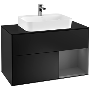 Villeroy and Boch Finion Villeroy and Boch Finion F372GKPD 100cm, cover plate black matt, shelf on the right anthracite matt, black matt lacquer