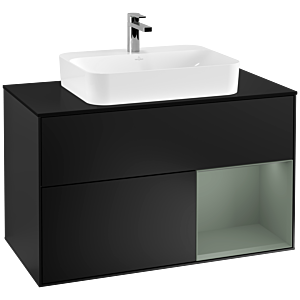 Villeroy and Boch Finion Villeroy and Boch Finion F372GMPD 100cm, cover plate black matt, shelf on the right Olive Matt Lacquer , black matt lacquer