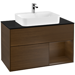 Villeroy and Boch Finion Villeroy and Boch Finion F372GNGN 100cm, cover plate black matt, shelf right Walnut veneer, Walnut veneer