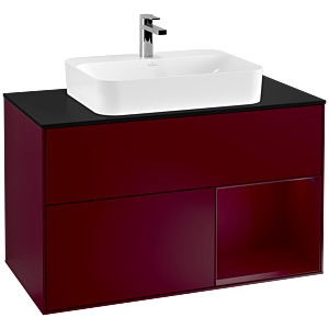 Villeroy and Boch Finion Villeroy and Boch Finion F372HBHB 100cm, cover plate black matt, shelf on the right Peony , Peony Matt