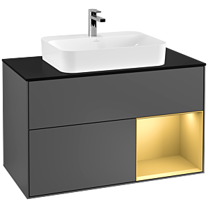 Villeroy and Boch Finion Villeroy and Boch Finion F372HFGK 100cm, cover plate black matt, shelf right gold matt, anthracite matt