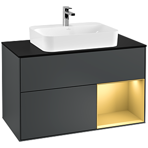 Villeroy and Boch Finion Villeroy and Boch Finion F372HFHG 100cm, cover plate black matt, shelf right gold matt, Midnight Blue Matt Lacquer