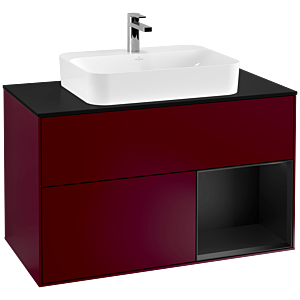 Villeroy and Boch Finion Villeroy and Boch Finion F372PDHB 100cm, cover plate black matt, shelf on the right black matt lacquer, Peony Matt