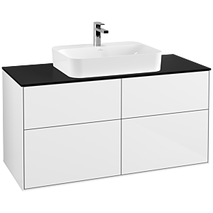 Villeroy und Boch Finion Waschtischunterschrank F38200GF 120x60,3cm, Abdeckplatte black matt, Glossy white lacquer