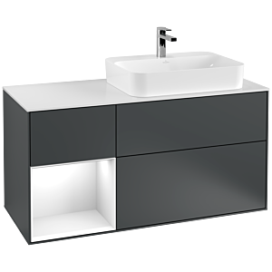 Villeroy and Boch Finion Villeroy and Boch Finion F391GFHG 120cm, cover plate matt white, shelf left glossy white lacquer, Midnight Blue Matt Lacquer