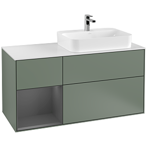 Villeroy and Boch Finion Villeroy and Boch Finion F391GKGM 120cm, cover plate matt white, shelf left anthracite matt, Olive Matt Lacquer