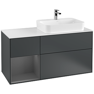 Villeroy et Boch Finion Villeroy et Boch F391GKHG 120cm, plaque de recouvrement blanc mat, étagère gauche anthracite mat, Midnight Blue Matt Lacquer
