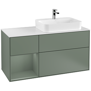 Villeroy and Boch Finion Villeroy and Boch Finion F391GMGM 120cm, cover plate matt white, shelf on the left Olive Matt Lacquer , Olive Matt Lacquer