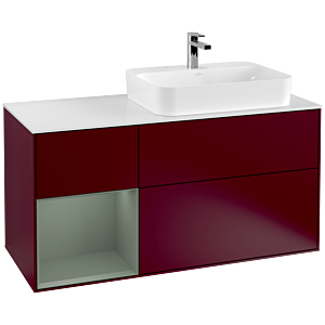 Villeroy and Boch Finion Villeroy and Boch Finion F391GMHB 120cm, cover plate matt white, shelf on the left Olive Matt Lacquer , Peony Matt