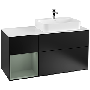 Villeroy et Boch Finion Villeroy et Boch F391GMPD 120cm, plaque de finition blanc mat, étagère à gauche Olive Matt Lacquer , laqué noir mat