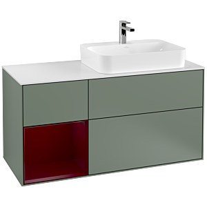 Villeroy and Boch Finion Villeroy and Boch Finion F391HBGM 120cm, cover plate matt white, shelf on the left Peony , Olive Matt Lacquer