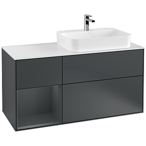 Villeroy und Boch Finion Waschtischunterschrank F391HGHG 120cm, Abdeckplatte white matt, Regal links Midnight Blue Matt Lacquer, Midnight Blue Matt Lacquer