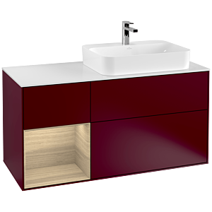 Villeroy et Boch Finion Villeroy et Boch F391PCHB 120cm, plaque de finition blanc mat, étagère à gauche Oak Veneer , Peony Matt