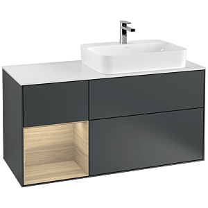 Villeroy et Boch Finion Villeroy et Boch F391PCHG 120cm, plaque de finition blanc mat, étagère gauche Oak Veneer , Midnight Blue Matt Lacquer