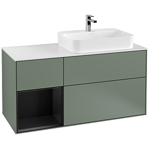 Villeroy and Boch Finion Villeroy and Boch Finion F391PDGM 120cm, cover plate white matt, shelf left black matt lacquer, Olive Matt Lacquer