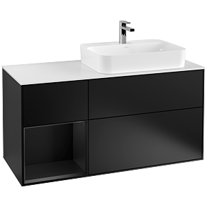 Villeroy and Boch Finion Villeroy and Boch Finion F391PDPD 120cm, cover plate white matt, shelf left black matt lacquer, black matt lacquer