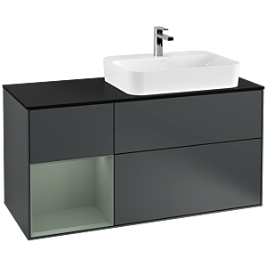 Villeroy et Boch Finion Villeroy et Boch F392GMHG 120cm, plaque de finition noir mat, étagère gauche Olive Matt Lacquer , Midnight Blue Matt Lacquer