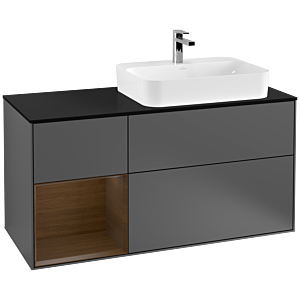 Villeroy and Boch Finion Villeroy and Boch Finion F392GNGK 120cm, cover plate black matt, shelf left walnut veneer, anthracite matt