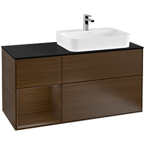 Villeroy and Boch Finion Villeroy and Boch Finion F392GNGN 120cm, cover plate black matt, shelf left Walnut veneer, Walnut veneer