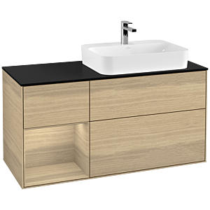 Villeroy et Boch Finion Villeroy et Boch F392PCPC 120cm, plaque de finition noir mat, étagère à gauche Oak Veneer , Oak Veneer