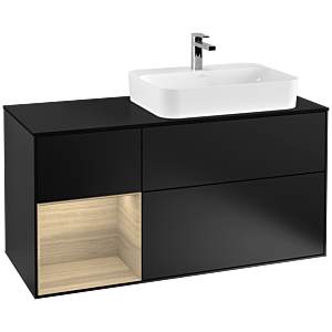Villeroy et Boch Finion Villeroy et Boch F392PCPD 120cm, plaque de finition noir mat, étagère gauche Oak Veneer , laqué noir mat