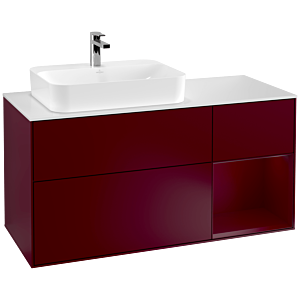 Villeroy und Boch Finion Waschtischunterschrank F401HBHB 120cm, Abdeckplatte white matt, Regal rechts Peony, Peony Matt