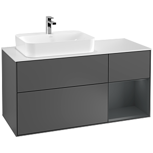 Villeroy and Boch Finion Villeroy and Boch Finion F401HGGK 120cm, cover plate white matt, shelf on the right Midnight Blue Matt Lacquer , anthracite matt