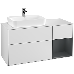 Villeroy and Boch Finion Villeroy and Boch Finion F401HGMT 120cm, cover plate white matt, shelf on the right Midnight Blue Matt Lacquer , white matt lacquer