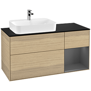 Villeroy et Boch Finion Villeroy et Boch F402GKPC 120cm, plaque de finition noir mat, étagère droite Anthracite mat, Oak Veneer
