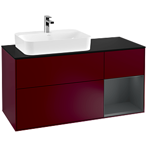 Villeroy et Boch Finion Villeroy et Boch F402HGHB 120cm, plaque de finition noir mat, étagère à droite Midnight Blue Matt Lacquer , Peony Matt