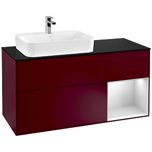 Villeroy and Boch Finion Villeroy and Boch Finion F402MTHB 120cm, cover plate black matt, shelf on the right white matt lacquer, Peony Matt