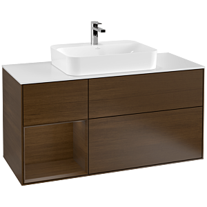 Villeroy and Boch Finion Villeroy and Boch Finion F411GNGN 120cm, cover plate matt white, shelf left Walnut veneer, Walnut veneer