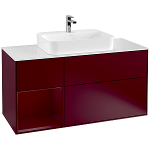 Villeroy and Boch Finion Villeroy and Boch Finion F411HBHB 120cm, cover plate matt white, shelf on the left Peony , Peony Matt