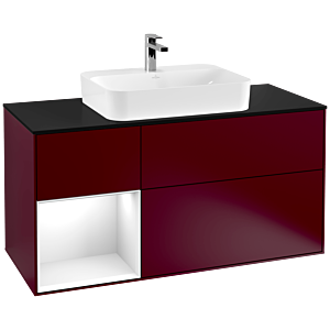 Villeroy and Boch Finion Villeroy and Boch Finion F412GFHB 120cm, cover plate black matt, shelf left glossy white lacquer, Peony Matt