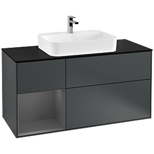 Villeroy and Boch Finion Villeroy and Boch Finion F412GKHG 120cm, cover plate black matt, shelf left anthracite matt, Midnight Blue Matt Lacquer