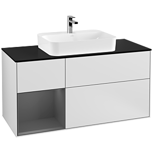 Villeroy and Boch Finion Villeroy and Boch Finion F412GKMT 120cm, cover plate black matt, shelf left anthracite matt, white matt lacquer