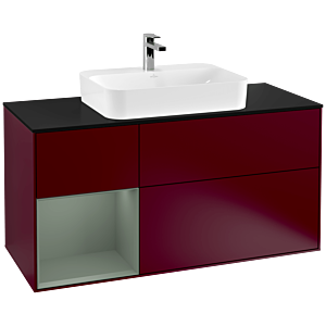 Villeroy and Boch Finion Villeroy and Boch Finion F412GMHB 120cm, cover plate black matt, shelf left Olive Matt Lacquer , Peony Matt