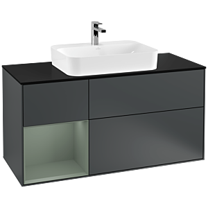 Villeroy and Boch Finion Villeroy and Boch Finion F412GMHG 120cm, cover plate black matt, shelf left Olive Matt Lacquer , Midnight Blue Matt Lacquer