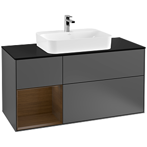 Villeroy and Boch Finion Villeroy and Boch Finion F412GNGK 120cm, cover plate black matt, shelf left walnut veneer, anthracite matt