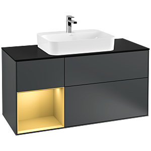 Villeroy and Boch Finion Villeroy and Boch Finion F412HFHG 120cm, cover plate black matt, shelf left gold matt, Midnight Blue Matt Lacquer
