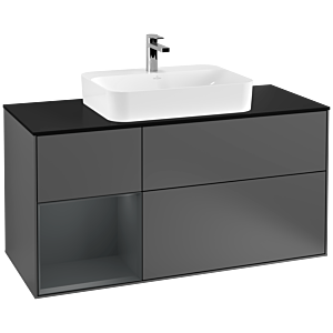 Villeroy et Boch Finion Villeroy et Boch F412HGGK 120cm, couvercle noir mat, étagère gauche Midnight Blue Matt Lacquer , anthracite mat