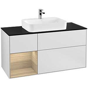 Villeroy and Boch Finion Villeroy and Boch Finion F412PCMT 120cm, cover plate black matt, shelf left Oak Veneer , white matt lacquer