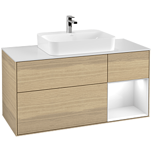 Villeroy and Boch Finion Villeroy and Boch Finion F421GFPC 120cm, cover plate white matt, shelf on the right glossy white lacquer, Oak Veneer