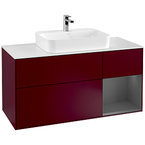 Villeroy et Boch Finion Villeroy et Boch F421GKHB 120cm, plaque de recouvrement blanc mat, étagère droite anthracite mat, Peony Matt