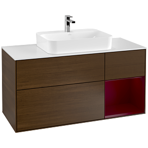 Villeroy et Boch Finion Villeroy et Boch F421HBGN 120cm, plaque de finition blanc mat, étagère à droite Peony , placage Peony