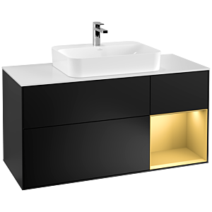 Villeroy and Boch Finion Villeroy and Boch Finion F421HFPD 120cm, cover plate white matt, shelf right gold matt, black matt lacquer