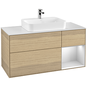 Villeroy and Boch Finion Villeroy and Boch Finion F421MTPC 120cm, cover plate white matt, shelf right white matt lacquer, Oak Veneer