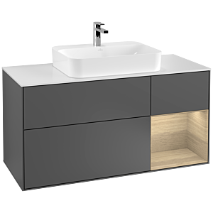 Villeroy and Boch Finion Villeroy and Boch Finion F421PCGK 120cm, cover plate matt white, shelf on the right Oak Veneer , anthracite matt