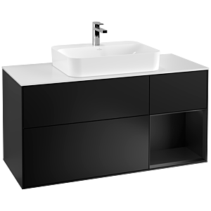 Villeroy and Boch Finion Villeroy and Boch Finion F421PDPD 120cm, cover plate matt white, shelf on the right black matt lacquer, black matt lacquer