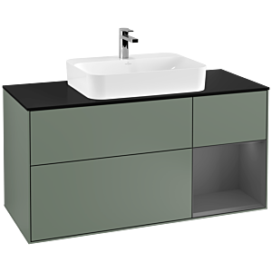 Villeroy and Boch Finion Villeroy and Boch Finion F422GKGM 120cm, cover plate black matt, shelf right Anthracite matt, Olive Matt Lacquer